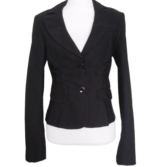 4/$20 BCX Black Ruched Fitted Blazer Jacket Junior Size XL Stretch Fabric - Picture 1 of 6